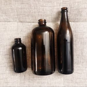 amber bottles - set of three